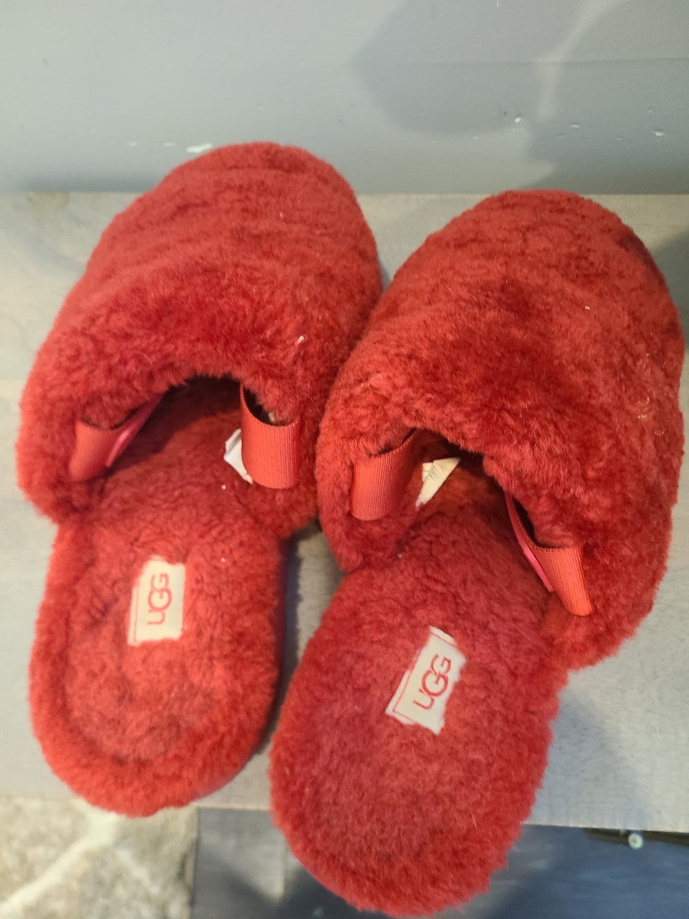 UGG Red Fluff Slippers